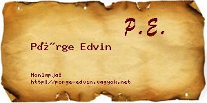 Pörge Edvin névjegykártya